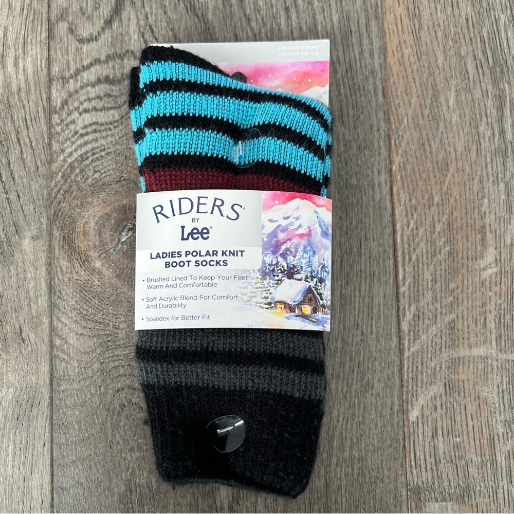 RIDERS BY LEE New Ladie’s Polar Knit Boot Socks Fits Shoe Size 4 - 10